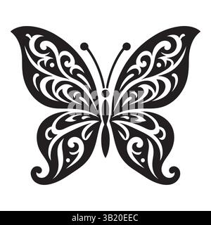 Stilisierte Zeichnung mit schwarzem Schmetterling – perfekt für Bastelprojekte Stock Vektor