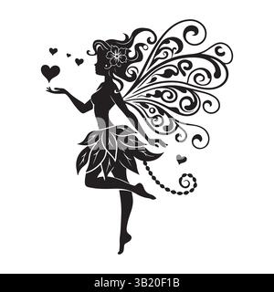 Schöne Fairy Woman Silhouette - Fantasy and Love Concept Stock Vektor