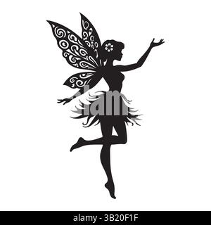 Schöne Fairy Woman Silhouette - Fantasy and Love Concept Stock Vektor