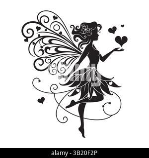 Schöne Fairy Woman Silhouette - Fantasy and Love Concept Stock Vektor