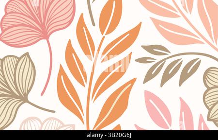 Hand gezeichnet nette Blumen und Blätter nahtlose Muster mit Blumenelementen Vektor-Grafiken Illustrationen Stock Vektor