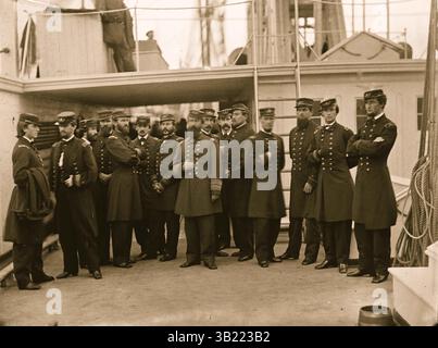 1864: Hampton Roads, VA, USA: Konteradmiral David D. Porter und Mitarbeiter an Bord seines Flaggschiffs U.S.S. Malvern. (Kreditbild: © BuyEnlarge/ZUMAPRESS.com) Stockfoto