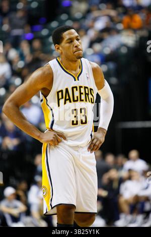 26. Januar 2011: Indiana Pacers Small Forward Danny Granger (33) während eines NBA-Basketballspiels zwischen den Orlando Magic und Indiana Pacers im Conseco Fieldhouse in Indianapolis, Indiana. (Bild: © Pat Lovell/Cal Sport Media/ZUMAPRESS.com) Stockfoto