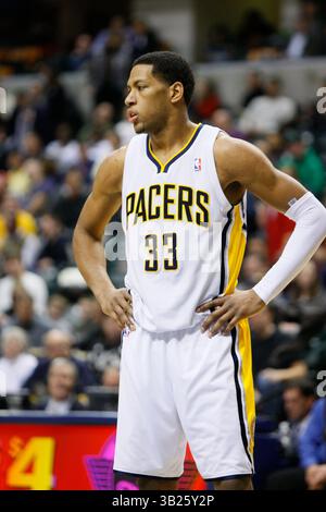 26. Januar 2011: Indiana Pacers Small Forward Danny Granger (33) während eines NBA-Basketballspiels zwischen den Orlando Magic und Indiana Pacers im Conseco Fieldhouse in Indianapolis, Indiana. (Bild: © Pat Lovell/Cal Sport Media/ZUMAPRESS.com) Stockfoto