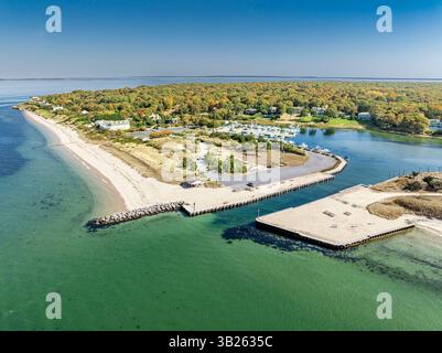 Luftaufnahme von Clearwater Beach, East hampton, ny Stockfoto