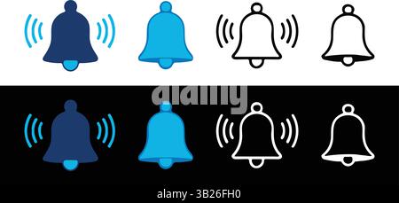 Glockensymbol-Vektor isoliert auf weißem Hintergrund. Benachrichtigungssymbol. Glockenvektor-Symbol, Glockensymbol, Liniensymbol, Vektor-Illustration, Glockensymbol Stock Vektor