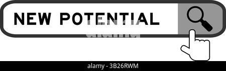 Suchbanner in Wort neues Potenzial mit dem Symbol für die Handlupe auf weißem Hintergrund Stock Vektor