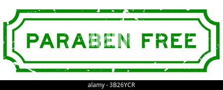 Grunge Green Paraben Freiwort quadratischer Gummistempel auf weißem Hintergrund Stock Vektor