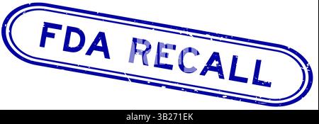 Grunge blauer FDA-Rückrufwort Gummisiegelstempel auf weißem Hintergrund Stock Vektor
