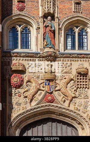 Detail, The Great Gate, St. John's College, Cambridge, England, Großbritannien Stockfoto
