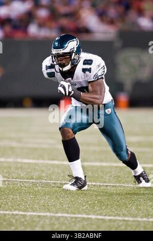 3. September 2009: Jeremy Maclin (18) führt eine Passstrecke zwischen den New York Jets und Philadelphia Eagles im Giants Stadium in East Rutherford, New Jersey. Jets Beat the Eagles 38-27. (Bild: © Duncan Williams/Cal Sport Media/ZUMA Press) Stockfoto