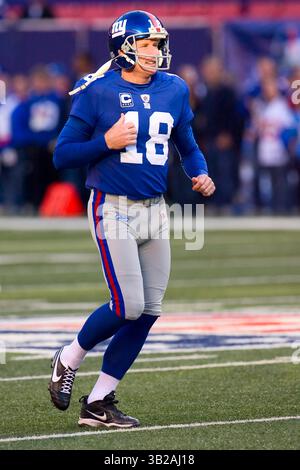 8. November 2009: Jeff Feagles (18) auf dem Spielfeld während der Aufwärmphase vor dem Spiel zwischen den San Diego Chargers und den New York Giants im Giants Stadium in East Rutherford, New Jersey. (Bild: © Chris Szagola/Cal Sport Media/ZUMApress.com) Stockfoto