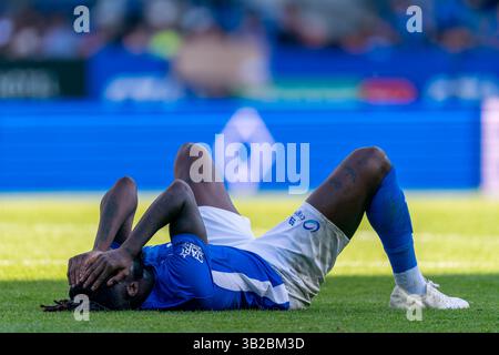 Genk, Belgien. April 2025. GENK, BELGIEN - 27. APRIL: Tolu Arokodare von KRC Genk sieht beim Spiel der Jupiler Pro League Championship Play offs zwischen KRC Genk und Royal Antwerp FC in der Cegeka Arena am 27. April 2025 in Genk, Belgien, aus. (Foto von Joris Verwijst/Orange Pictures) Credit: Orange Pics BV/Alamy Live News Stockfoto