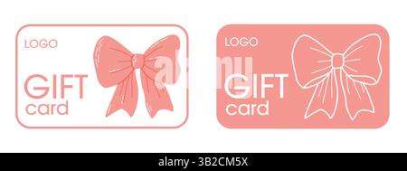 Set mit eleganten Geschenkkarten-Designs mit Ribbon-Illustrationen im minimalistischen Stil Stock Vektor