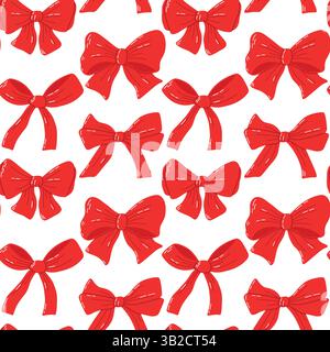 Nahtloses Muster roter Bögen auf weißem Hintergrund Stock Vektor