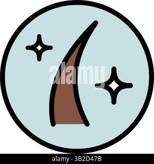 Symbol Follicle Shine Concept Color (Follikelglanz). Glänzendes Haar mit einfachem Piktogramm im Keratin-Effekt. Symbol „Haarfollikel Flach“. Isolierter Vektor – Abbildung. Stock Vektor