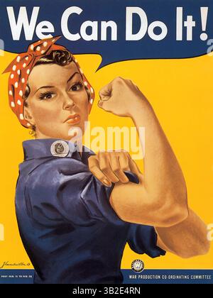 5. März 2014: US-amerikanisches Propaganda-Poster We Can Do IT!, produziert 1943 für Westinghouse Electric als inspirierendes Image zur Förderung der Arbeitsmoral. Es wird angenommen, dass das Poster auf einem Schwarz-weiß-Foto eines Fabrikarbeiters namens Geraldine Hoff basiert. (Bild: © J. Howard Miller/Planet Pix via ZUMA Wire) Stockfoto