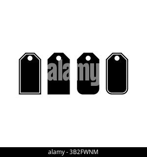 Set mit schwarzen, schlichten Anhänger mit Silhouette und minimalistischem Design Stock Vektor