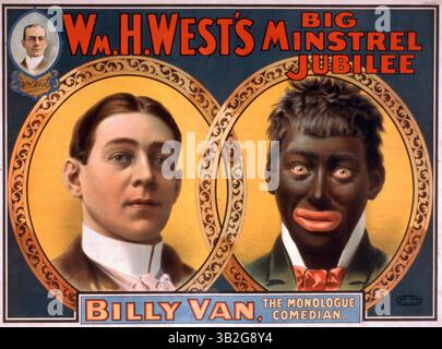 William H. Wests Jubiläum des Großen Minstrel. Amerikanisches Blackface-Poster für William H. West Minstrel Jubilee, Amerika, 1900 William H. West Minstrel-Show-Poster, Stockfoto