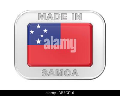 Hergestellt in Samoa, silbernes Abzeichen mit der Flagge von Samoa Stockfoto