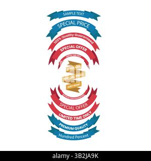 Sammlung von dekorativen Werbebannern mit Werbetexten und Angeboten Stock Vektor