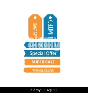 Farbenfrohe Werbetexte, die Sonderangebote und Rabatte hervorheben Stock Vektor