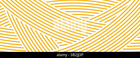 Kurvige orangefarbene Linien. Ramen- oder Nudelmuster. Pasta, Tagliatelle oder Capellini Hintergrund. Gewellte Spaghettistruktur. Traditionelle italienische und japanische Essenstapete. Illustration der Vektorabwicklung. Stock Vektor