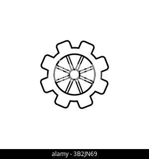 Zahnradsymbol. Mechanisches Zahnradsymbol. Teil der Industriemaschine. Vektorabbildung. Stock Vektor