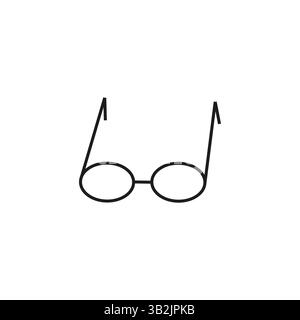 Symbol für runde Brillen. Einfache Brillenform. Klassisches Vision-Symbol. Vektorabbildung. Stock Vektor