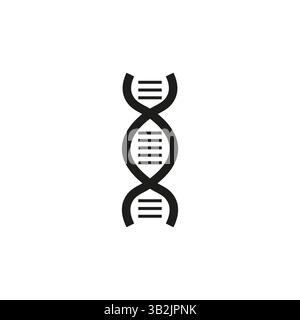 DNA-Helix-Symbol. Symbol der Genetik-Forschung. Molekularwissenschaftliche Form. Schwarzes strukturiertes Element. Stock Vektor