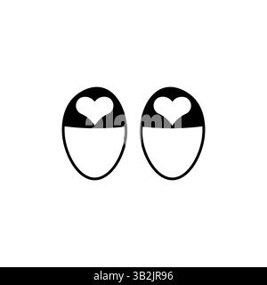 Symbol für Hausschuhe. Kuschelige Schuhe. Herzsymbol. Vektorabbildung. Stock Vektor