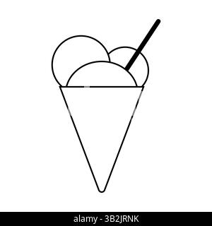 Eisbecher. Süßes gefrorenes Dessert. Einfache Waffelform. Vektorabbildung. Stock Vektor