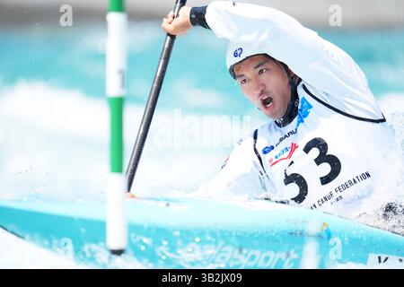 Canoe Slalom Centre, Tokio, Japan. April 2025. Yusuke Muto, 27. APRIL 2025 - Kanu Slalom: 2025 Kanu Slalom Japan National Kandidat Wahl Rennen Mens K-1 im Canoe Slalom Centre, Tokio, Japan. Quelle: AFLO SPORT/Alamy Live News Stockfoto