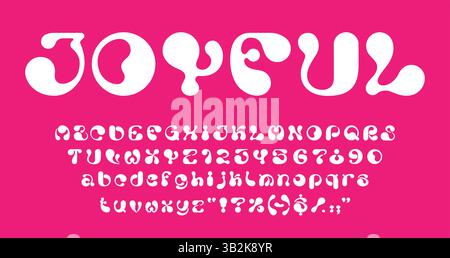 Y2K-Blasenschrift, funky groovige Schrift, flüssige Schriftart, 3D-Ballon-Buchstaben Typografie-Set. Retro Hippie Psychedelic Schriftart english abc symbo Stock Vektor
