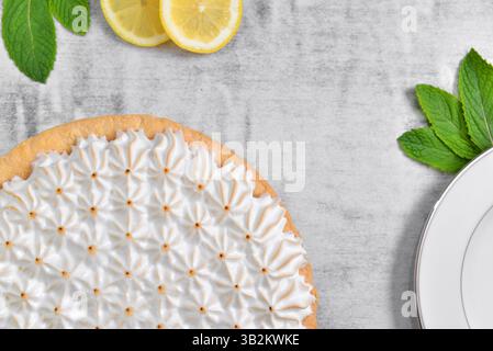 Zitronenbällchen mit Zitronenscheiben und Minzblättern Stockfoto