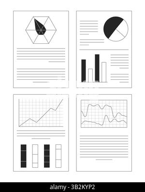 Geschäftsberichte mit Diagrammen und Diagrammen 2D-Linienobjekten Stock Vektor