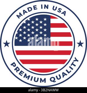 Premium Made in usa abgerundetes Vektorabzeichen für Produkte und Branding Stock Vektor