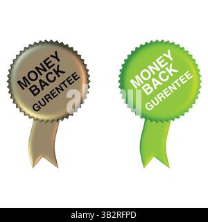 Zwei verschiedene Farben – Geld-zurück-garantierte Ribbon-Medaillenkollektion. Stock Vektor