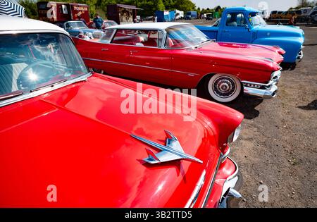 Safran Walden Crank-up in Carver Barracks, Saffron Walden UK 27 April 2025 Dampftriebsmotoren und Oldtimer im Saffron Walden C Stockfoto