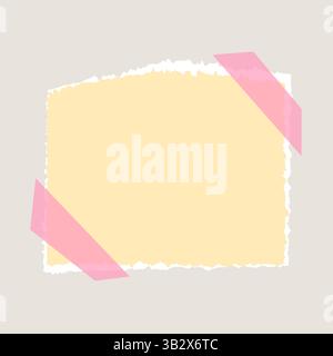 Gelbes leeres Notizzettel aus Papier mit Klebeband. Zerrissenes Papierblatt mit Scotch Tape. Collage-Papier Für Zeitgenössische Kunst. Erinnerung an gerissenen Papierstreifen Stock Vektor