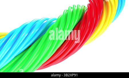 Kunststoff Farbkurve Röhrenlinien auf weißem BG 3D-Rendering Stockfoto