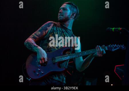 28. November 2015 - San Antonio, Texas, USA - Miss May I tritt im Aztec Theatre in San Antonio, Texas auf (28.11.15). Foto von JUSTIN AUFDEMKAMPE. (Bild: © Michael Mullenix via ZUMA Wire) Stockfoto