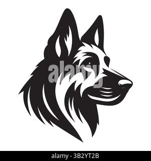 Hundegesicht Silhouette Vektor-Grafik – Tierkopf Outline Art Stock Vektor