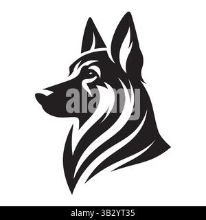 Hundekopf Silhouette Vektor-Kunst-Illustration – Schwarzes und weißes Haustier-Design Stock Vektor