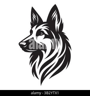 Hundegesicht Silhouette Vektor-Grafik – Tierkopf Outline Art Stock Vektor