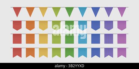 Bunte Partygirlanden in verschiedenen Formen im Set Stock Vektor