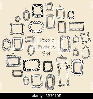Ein Satz verschiedener Bilder. Kritzeleien. Freihandzeichnung. Handgezeichnet. Gliederung. Stock Vektor