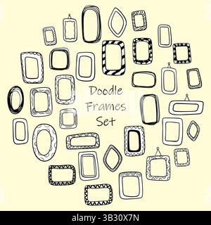 Ein Satz von Konturierungen für Bilder. Kritzeleien. Freihandzeichnung. Handgezeichnet. Stock Vektor