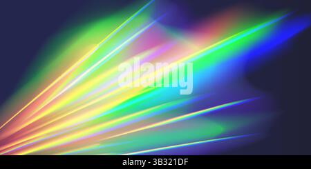 Dynamische und farbenfrohe Regenbogenlichtwellen erzeugen atemberaubende und lebendige abstrakte Muster für visuelle Freude Stock Vektor