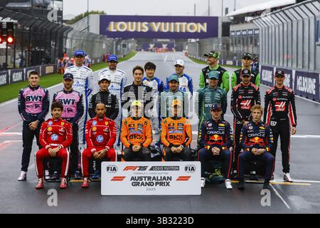MELBOURNE, AUSTRALIEN – 16. MÄRZ: Jährliche Startaufnahme der F1-Fahrer vor dem Großen Preis von Australien 2025 im Albert Park in Melbourne, Australien, Ozeanien Stockfoto